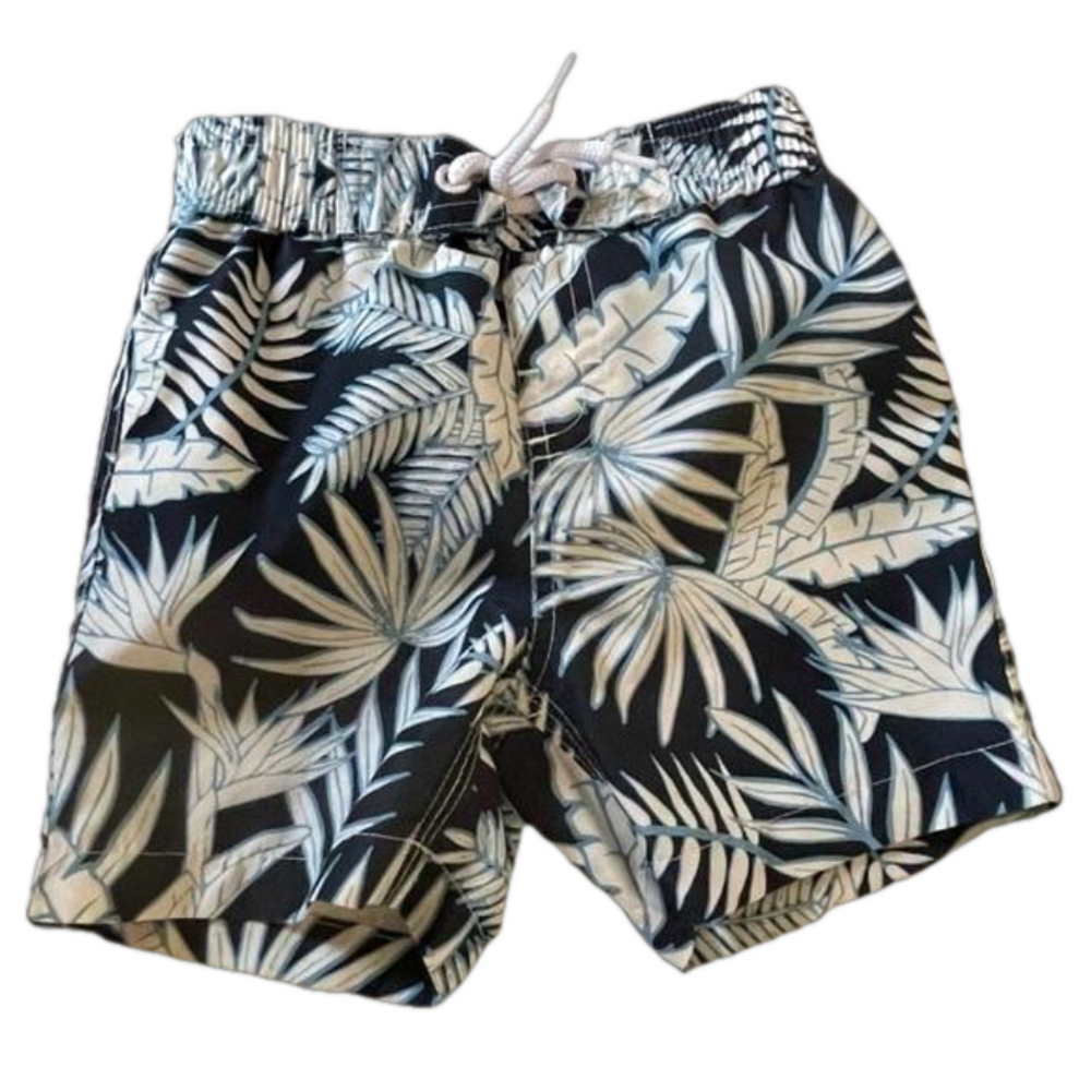 Joe Fresh Swim Trunks 12-18 Mos. Navy, Wht Palms
